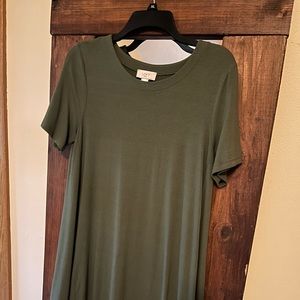 Olive green t-shirt dress, size M